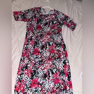 LuLaRoe Julia Pink and Black Floral Dress